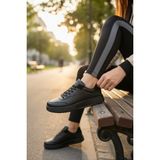 Enoch Kadın Spor Ayakkabı Delikli Detaylı ve Hafif Comfort Düz Tabanlı Günlük Sneaker - Siyah