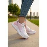 Enoch Kadın Spor Ayakkabı Desenli Nefes Alabilir File Sneaker Taban Koşu Yürüyüş Ayakkabısı - Beyaz - Pembe