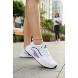 Enoch Kadın Spor Ayakkabı Nefes Alabilen File Saya ve Anatomik Comfort Tabanlı Ortopedik Koşu ve Yürüyüş Sneaker - Beyaz - Lila