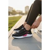 Enoch Kadın Spor Ayakkabı Nefes Alabilen File Saya ve Anatomik Comfort Tabanlı Ortopedik Koşu ve Yürüyüş Sneaker - Siyah - Fusya