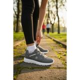 Enoch Kadın Spor Ayakkabı Nefes Alabilen Geniş Gözenekli File Saya ve Comfort Esnek Tabanlı Günlük Yürüyüş Sneaker - Füme - Beyaz
