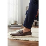 Enoch Shoes Enoch Hakiki Deri Kahverengi Metal Tokalı Bağcıksız Erkek Comfort Ayakkabı