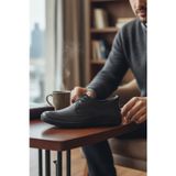 Enoch Shoes Enoch Hakiki Deri Siyah Bağcıklı ve Esnek Lastik Detaylı Günlük Erkek Ayakkabı