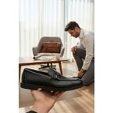 Enoch Shoes Enoch Hakiki Deri Siyah Dokulu Bağcıksız Erkek Klasik Loafer