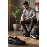 Enoch Shoes Enoch Hakiki Deri Siyah Rugan Metal Tokalı Erkek Loafer