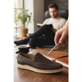 Enoch Shoes Enoch Kahverengi Hakiki Deri Lazer Kesim Delikli ve Comfort Tabanlı Erkek Loafer Ayakkabı