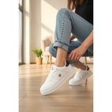Enoch Unısex Lumber-Style Pürüzsüz Dokulu ve Düz Kalın Tabanlı Rahat Günlük Sneaker Spor Ayakkabı - Beyaz - Siyah