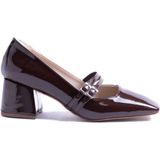 Enodia Lainey Acı Kahve Rugan Çift Kemer Detaylı Topuklu Ayakkabı