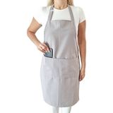 Enoteks Mutfak önlüğü su geçirmez şef önlüğü 2 geniş cepli barista önlüğü - Standart - Gri