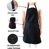 Enoteks Mutfak önlüğü su geçirmez şef önlüğü 2 geniş cepli barista önlüğü - Standart - Siyah