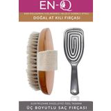 ENQ %100 Doğal At Kılı Selülit Fırçası Ve Gri Pro Üç Boyutlu Saç Fırçası Tarak