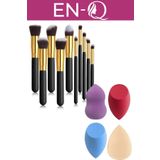 ENQ 10lu Profesyonel Makyaj Fırçası ve 4Lü Makyaj Süngeri