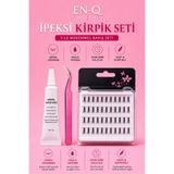 ENQ İpeksi Kirpik Seti | Parçalı Takma Kirpik + Kirpik Yapıştırıcı + Cımbız | Doğal Görünüm • Uzun Süre Kalıcı