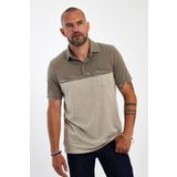 ENQUE Erkek Basic Polo Yaka Cepli Kısa Kol Düz Haki Tişört