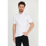 ENQUE Erkek Basic Polo Yaka Düz Comfort Beyaz Tişört