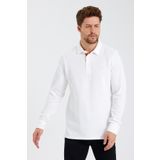 ENQUE Erkek Basic Polo Yaka Uzun Bol Kışlık Beyaz Sweatshirt