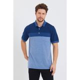 ENQUE Erkek Desenli Basic Cepli Mavi Düz Polo Yaka Tişört