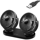 Enraco Çift Başlıklı Araç Fanı Oto Fan Vantilatör 12V/24V Siyah (Usb ile Çalışır)