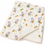 Ens Group Avm %100 Pamuk Müslin Bebek Battaniyesi Çift Katlı Waffle Dokulu Tavşan Desenli Çok Amaçlı Örtü - Beyaz - 180 x 135 cm