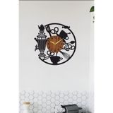 Ensa Design Cafe Duvar Saati Semaver Mutfak Saati- Ahşap Mutfak Duvar Saati 40cm