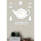 Ensa Design Demlik Tasarımlı Dekoratif Ahşap Mutfak Duvar Saati Kişiye Özel Büyük Boy 50x30cm