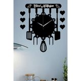 Ensa Design Mutfak Saat - Güzel Mutfağım Yazılı Ahşap Mutfak Saati - 40 x 30cm