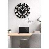 Ensa Design Premium Siyah Dekoratif Duvar Saati – Modern Tasarım, Sessiz Mekanizma 40Cm