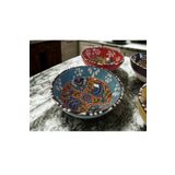ENSART 6'li-8 Cm Kabartma Çini Desenli Kase- El Işi Çini Seramik Çerezlik Sosluk