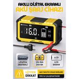 Enshall 12V-16A / 24V-8A Araba, Kamyon, Tır, Gemi Motosiklet LIFEP04 Özellikli Akıllı Hızlı Akü Şarj Cihazı - Sarı