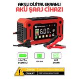 Enshall 12V-6A Araba, Kamyon, Tır, Gemi Motosiklet LIFEP04 Özellikli Akıllı Hızlı Akü Şarj Cihazı - Volt