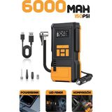 Enshall 6000MAH Taşınabilir Hava Pompası Auhma 150 Psı Dijital Kompresör, 12V Çakmaklık Aparatlı ve Şarjlı Kablosuz Lastik Şişirme Pompası (Araç, Motosiklet, Bisiklet) - Siyah