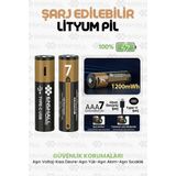 Enshall AAA Type-C Şarj Edilebilir Ince Kalem Pil 1.5V 1200MWH Kapasiteli Lityum-Ion Kumanda Pili - 2'li