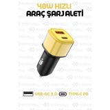 Enshall Iphone Uyumlu Toplam 48 W Type-c Ve Usb Girişli Araç Çakmaklık Hızlı Şarj Aleti