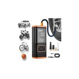 Enshall Taşınabilir Hava Kompresörü Lastik Şişirme - 150PSI Araba Lastikleri Hava Pompası Lastik Basınç Ölçerli LED Işık, 5400MAH Pil ve 12V Dc Akıllı Lastik Şişirme Cihazı Araba, Motosiklet, Bisiklet - Ahşap - Bej - Siyah