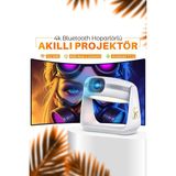 Ensiga Bluetoothlu 4K Görüntülü Taşınabilir Sinema Projektörü 400 ANSI Lümen Beyaz Renkli Akıllı Hoparlör