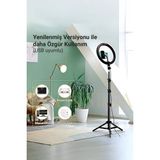 Ensiga Işıklı Telefon Tutucu Makyaj Işığı Ring Light 10 Inç + 2.1 M Tripod Kumandalı Youtuber Tiktok - Siyah