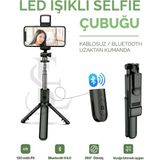 Ensiga Led Işıklı Selfie Çubuğu Bluetooth Kumandalı Kablosuz Tripot Selfie Monopod Selfie Stick - Siyah