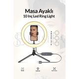 Ensiga Masa Ayaklı 10 Inç Led Ring Lıght Influencer Youtuber Tiktok Telefon Tutucu Makyaj Işığı