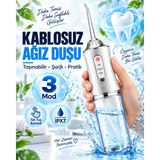 Ensiga Şarjlı Taşınabilir Ağız Duşu Su Flosser Diş Temizleme Cihazı Çok Başlıklı Ağız Bakım Seti - Beyaz