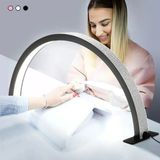 ENSİGA Taşlı Profesyonel Yarım Ay Ring Light Stand LED Işık Tırnak Kirpik Işık LED Manikür Işık LED - Siyah