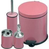 Ensonu 4lü Banyo Takımı Seti Pembe- Klozet Fırçası+5LT Çöp Kovası+Diş Fırçalık+Sıvı Sabunluk