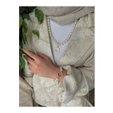 ENT COLLECTİON ÇEYREK ALTIN UYUMLU İNCİLİ KOLYE VE BİLEKLİK SET - ÇEYREKLİ İNCİLİ KOLYE-İNCİLİ BİLEKLİK (12MM)