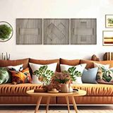 Ent Wood Art Ahşap Duvar Tablosu, 3 Parça Ahşap Duvar Dekoru, Geometrik Matematik Sembol Duvar Paneli, Mostar