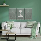 Ent Wood Art Ahşap Duvar Tablosu, 3 Parça Ahşap Modern Duvar Dekoru, Gemili Dağ Desen Duvar Paneli, Beyaz