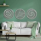 Ent Wood Art Ahşap Duvar Tablosu, 3 Parça Ahşap Modern Duvar Dekoru, Geometrik Desen Duvar Paneli, Beyaz