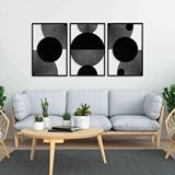 Ent Wood Art Ahşap Duvar Tablosu, 3 Parça Ahşap Modern Duvar Dekoru, Orta Çağ Desen Duvar Paneli, Siyah