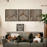 Ent Wood Art Ahşap Duvar Tablosu, 3 Parça Ahşap Modern Duvar Dekoru, Oval Gökyüzü Geometrik Desen Duvar Paneli, Akasya