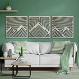 Ent Wood Art Ahşap Duvar Tablosu, 3 Parça Ahşap Modern Duvar Dekoru, Oval Gökyüzü Geometrik Desen Duvar Paneli, Akçaağaç