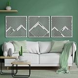 Ent Wood Art Ahşap Duvar Tablosu, 3 Parça Ahşap Modern Duvar Dekoru, Oval Gökyüzü Geometrik Desen Duvar Paneli, Beyaz