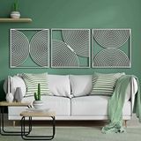 Ent Wood Art Ahşap Duvar Tablosu, 3 Parça Ahşap Modern Duvar Dekoru, Soyut Duvar Paneli, Beyaz